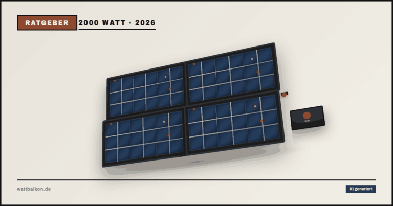 KI generiert: Balkonkraftwerk 2000 Watt mit vier Solarmodulen im 3D-Look, Brutal-Design in Beige, Orange und Schwarz